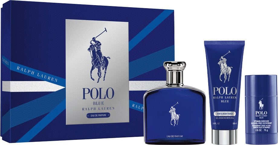 Set Ralph Lauren: Polo Blue, Eau De Parfum, For Men, 125 ml + Polo Blue, Shower Gel, Skin, All Skin Types, 75 ml + Polo Blue, Anti-Perspirant, Deodora