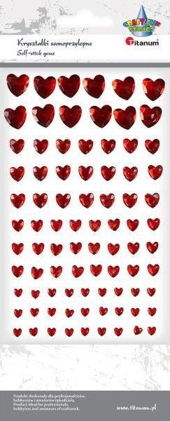Titanum Serduszka samoprzylepne, 84szt, czerwone,CRAFT-FUN