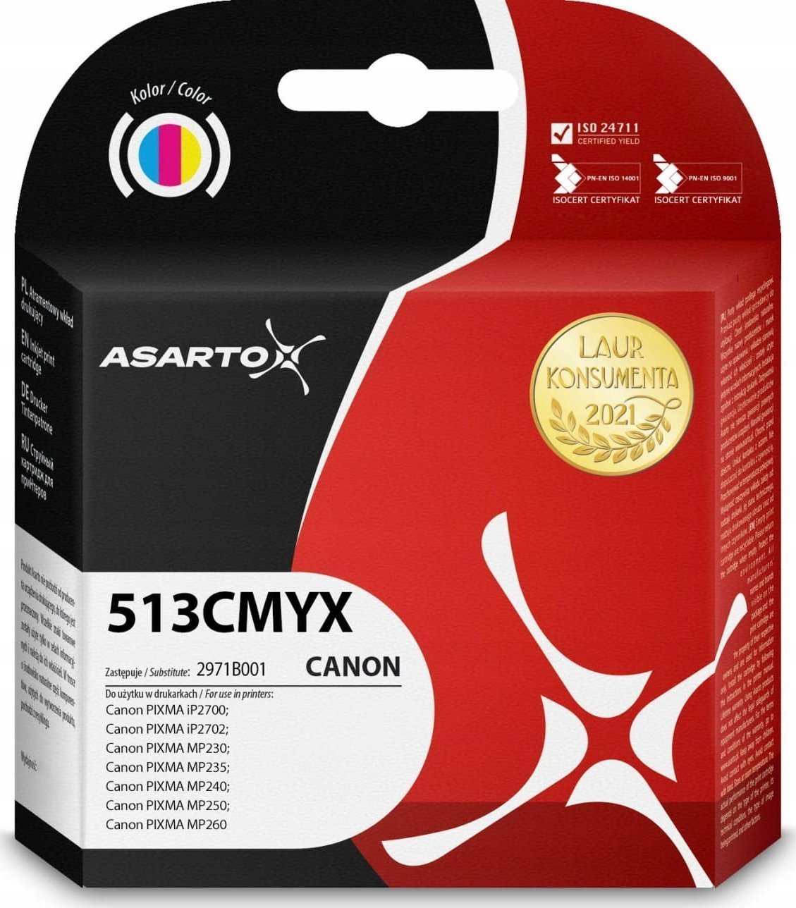 Tusz Asarto Tusz Asarto do Canon 513CMYX | 2971B001 | 12ml | color