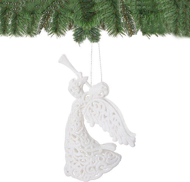 Springos Zawieszka choinkowa biały aniołek na choinkę 16,5 cm UNIWERSALNY