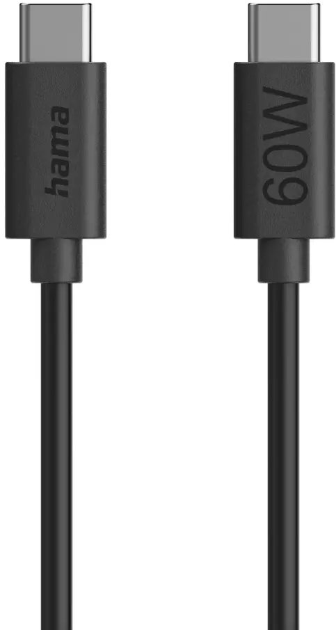 Kabel USB Hama KABEL USB-C - USB-C ENTRY LEVEL 60W 1,2M, CZARNY