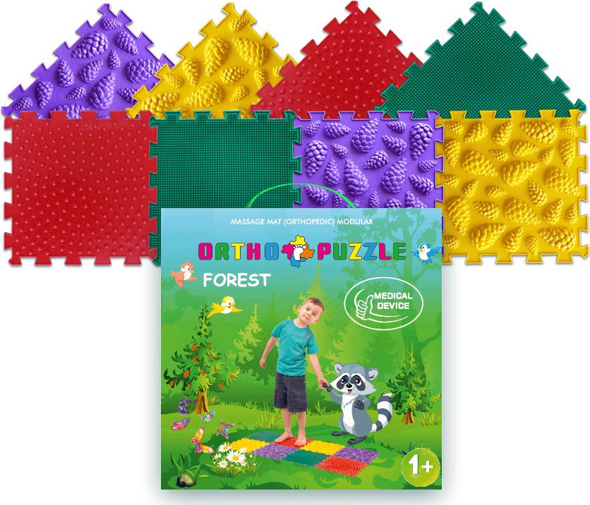 Wader Polesie 57240 Mata do masażu ortopedyczna modułowa ORTHO PUZZLE Las