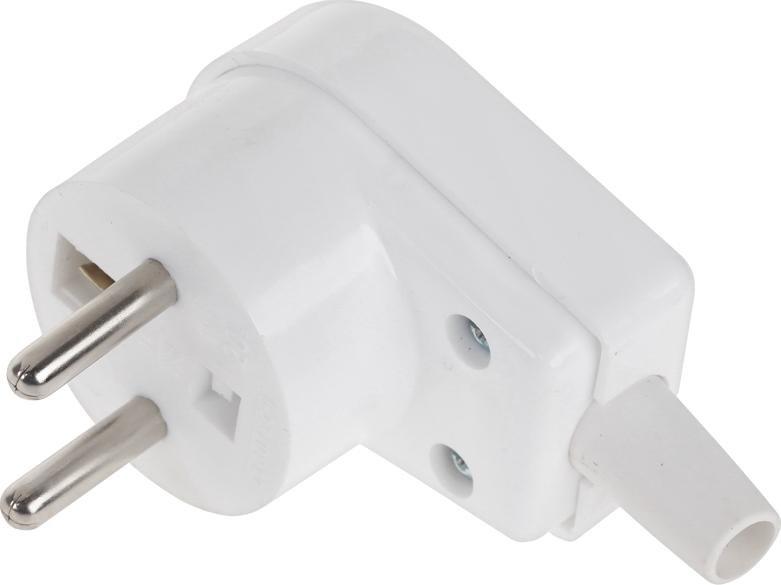 Wtyczka kątowa z uziemieniem biała WT-20S