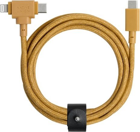 Kabel USB Native Union USB-C - USB-C + Lightning 1.5 m Żółty (BELT-CCL-KFT-NP)