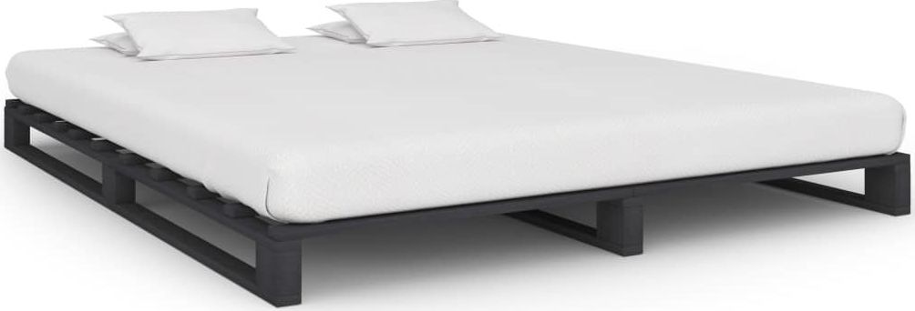 vidaXL Rama łóżka z palet, szara, lite drewno sosnowe, 160 x 200 cm