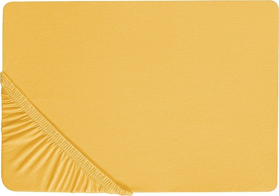 Beliani Bawełniane prześcieradło z gumką 200 x 200 cm musztardowe JANBU