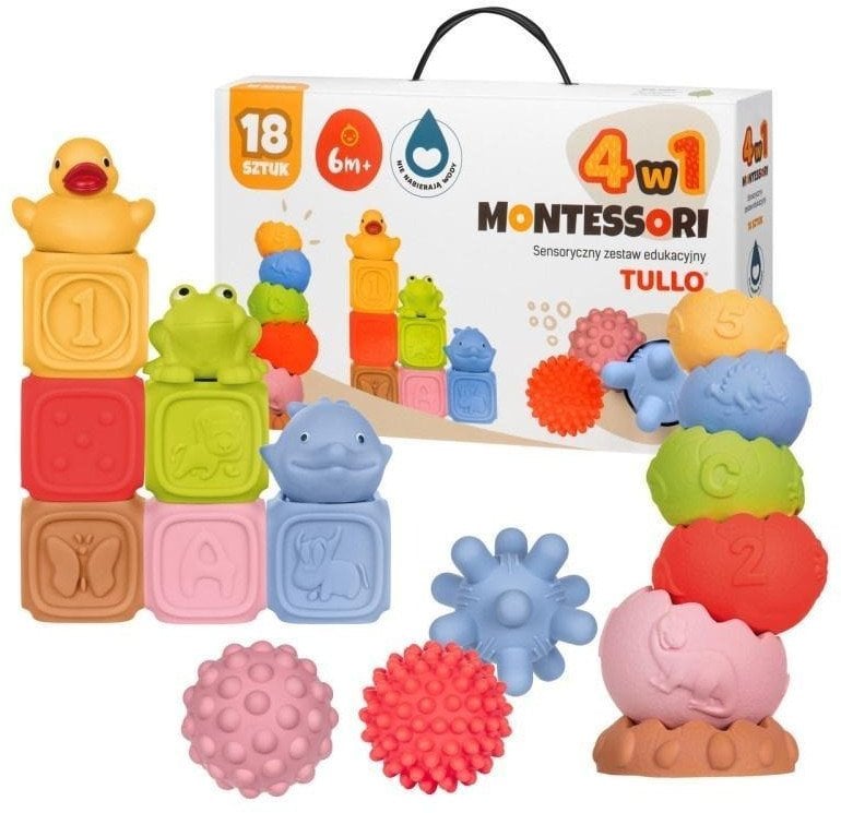 Klocki sensoryczne Zestaw Montessori 18szt