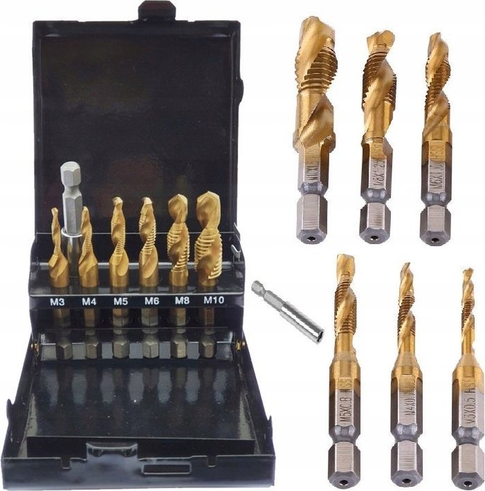 Wiertło Korbi WIERTŁA GWINTUJĄCE HSS M3 - M10 GWINTOWNIKI 7 EL