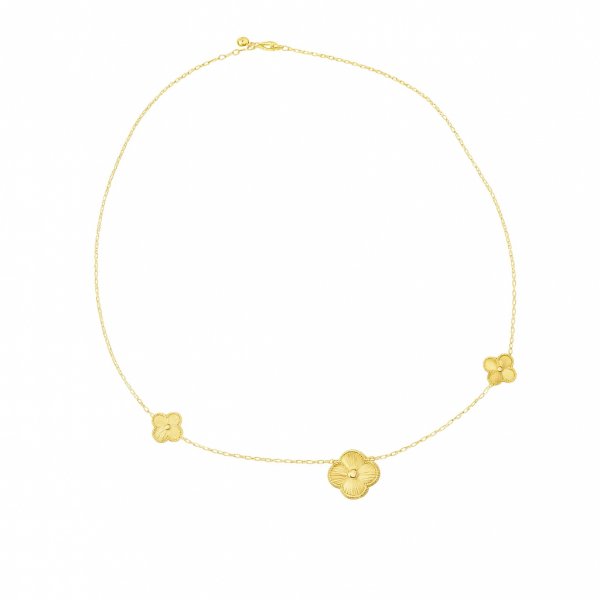 Złoty naszyjnik z potrójnym motywem koniczyny 585