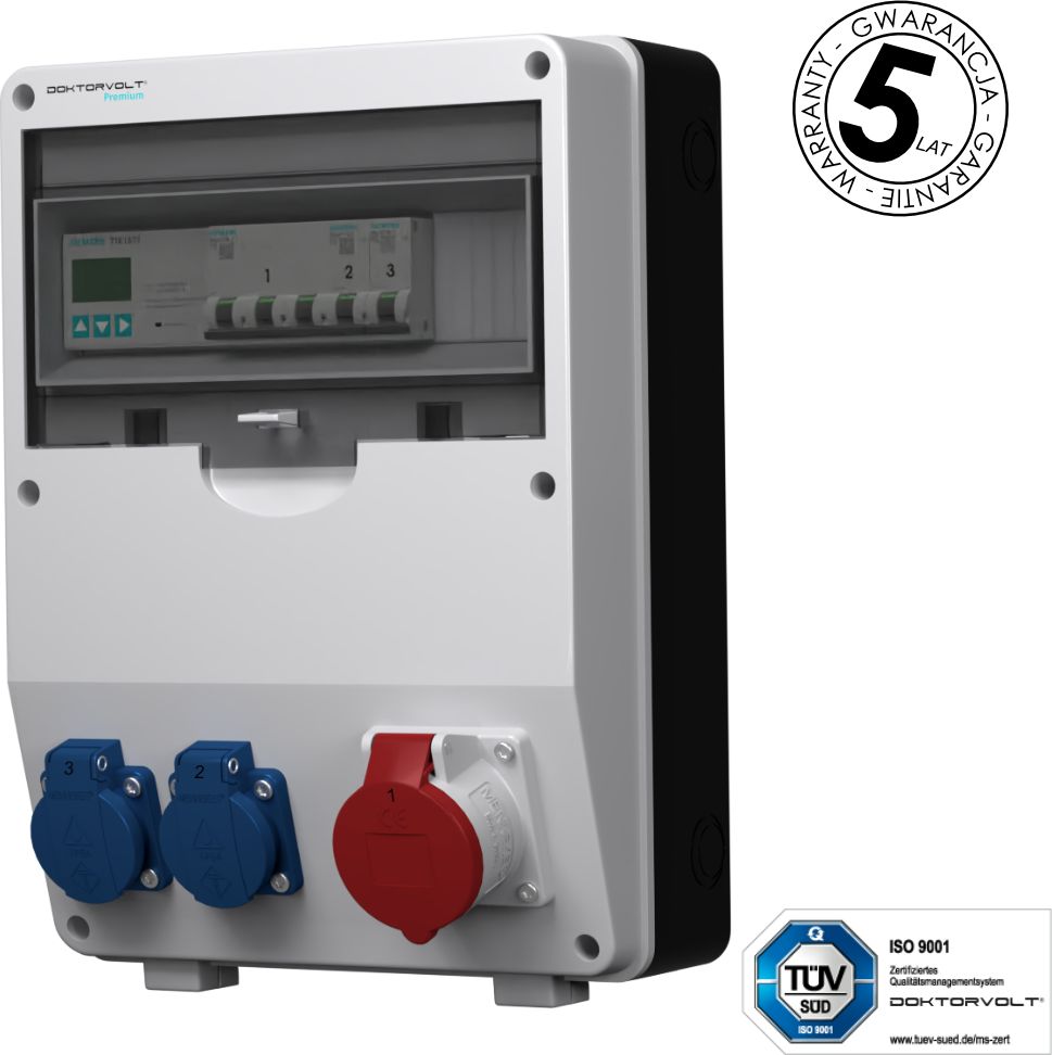 Doktorvolt Rozdzielnica budowlana z licznikiem 3F pTD-S 16A 2x230V Schuko SIEMENS Mennekes Doktorvolt 4777