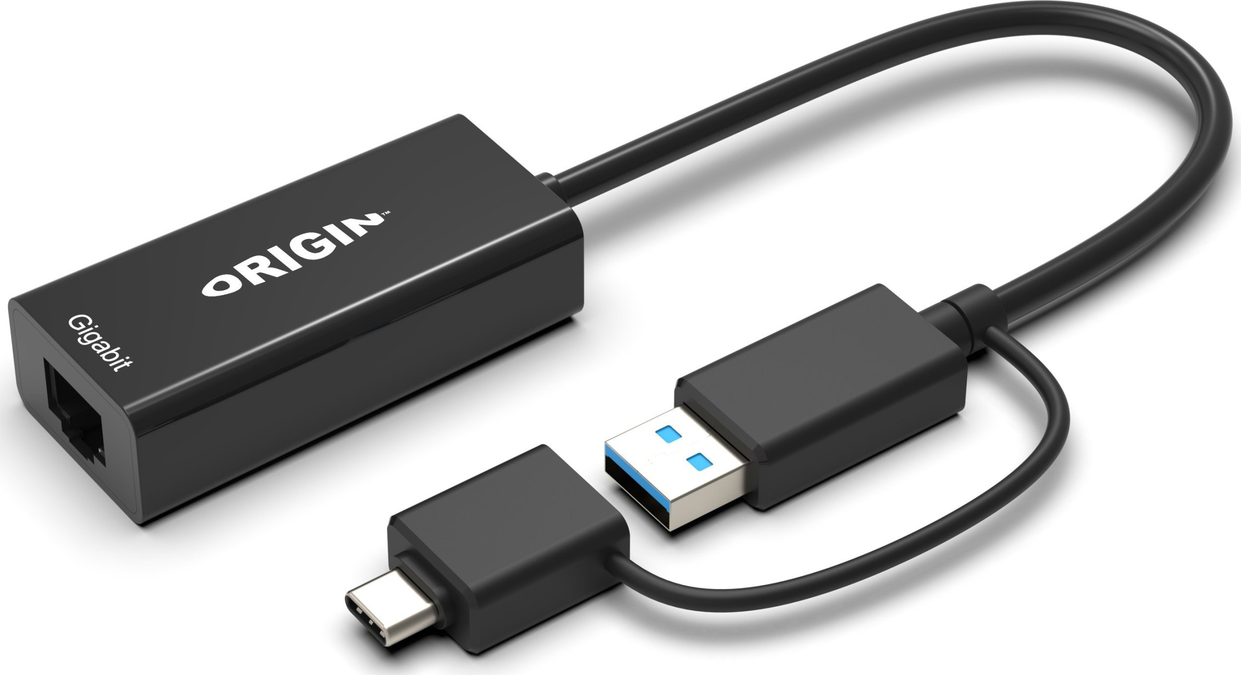 Origin Storage OS-HUB-USB3/C-RJ45 zmieniacz płci / kabli USB3.0/USB-C Czarny