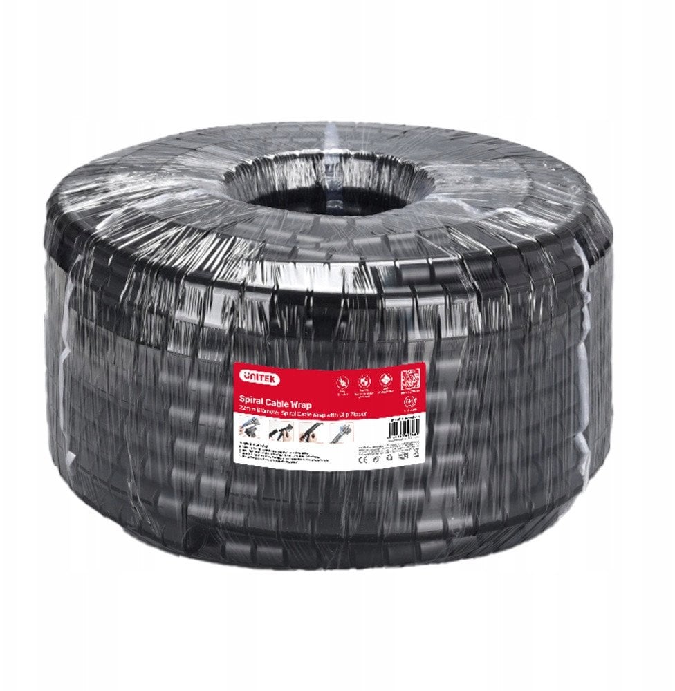 Unitek spiralny organizer na kable, 10 metrów, 22 mm średnicy, czarny