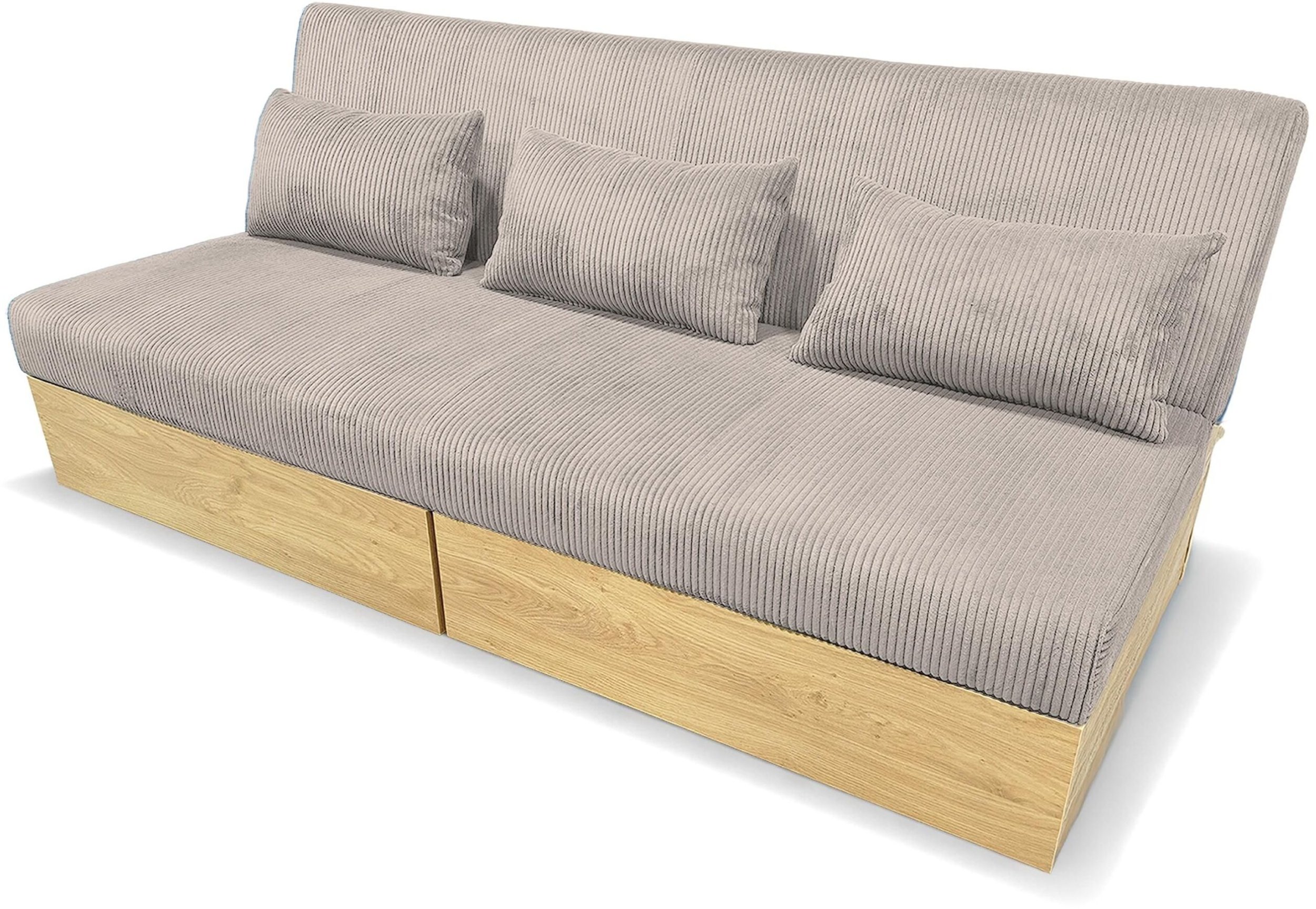 Sofa wypoczynkowa Daisy sztruks beżowa z funkcją spania i pojemnikami