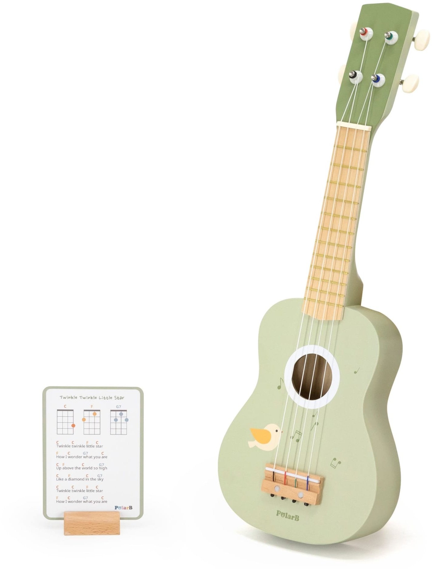 Viga Drewniane Ukulele Gitara Dla Dzieci Zielone Z Nutami