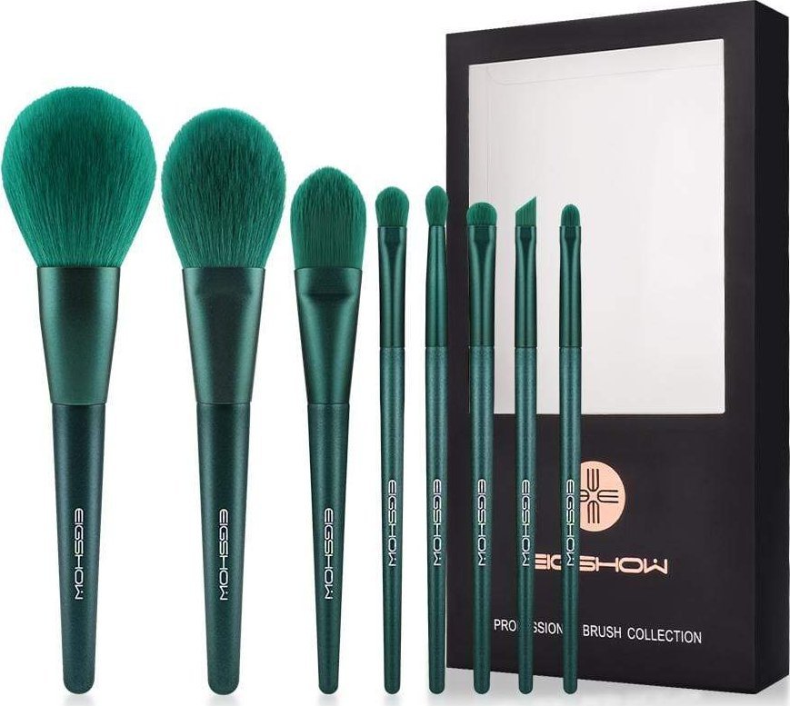 Eigshow Beauty Eigshow Beauty seria Jade Zestaw 8 zielonych pędzli Premium z pudełkiem