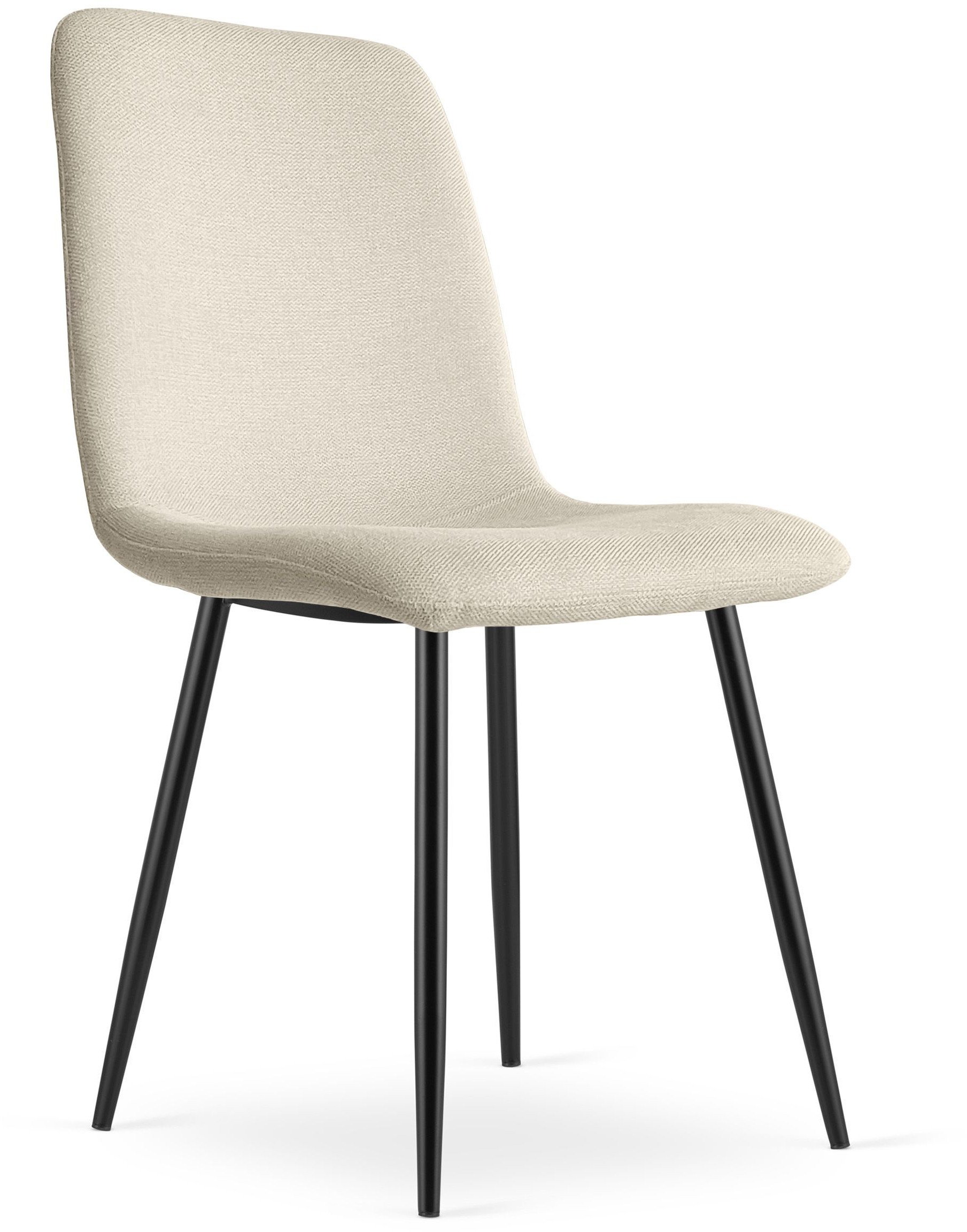 Krzesło beżowe tapicerowane RIFT tkanina do jadalni kuchni salonu