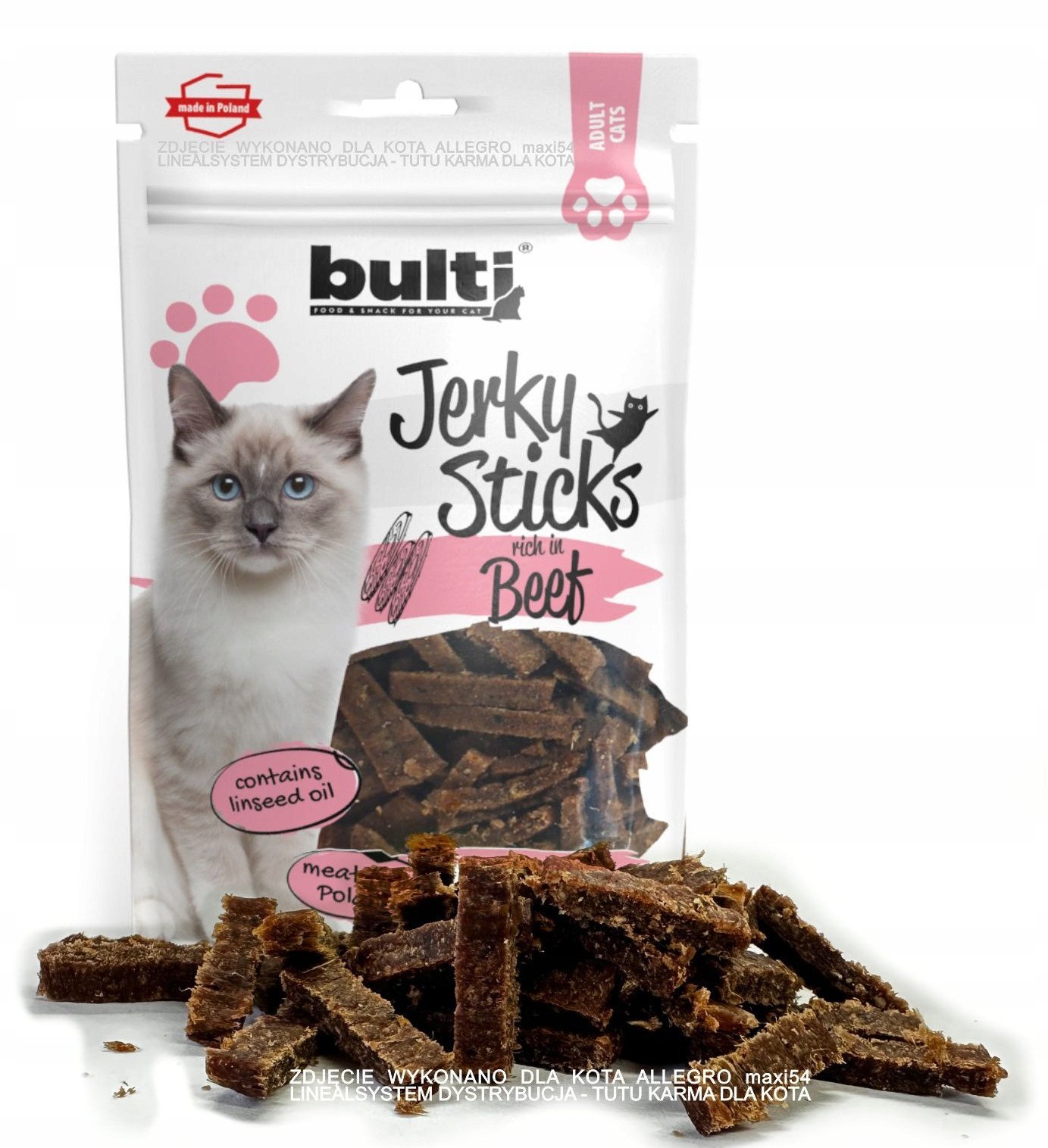 BULTI Jerky Sticks bogate w wołowinę przysmak dla kota 60g