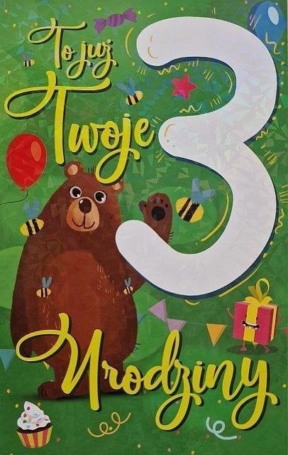 Yeku Karnet Urodziny 3 chłopiec