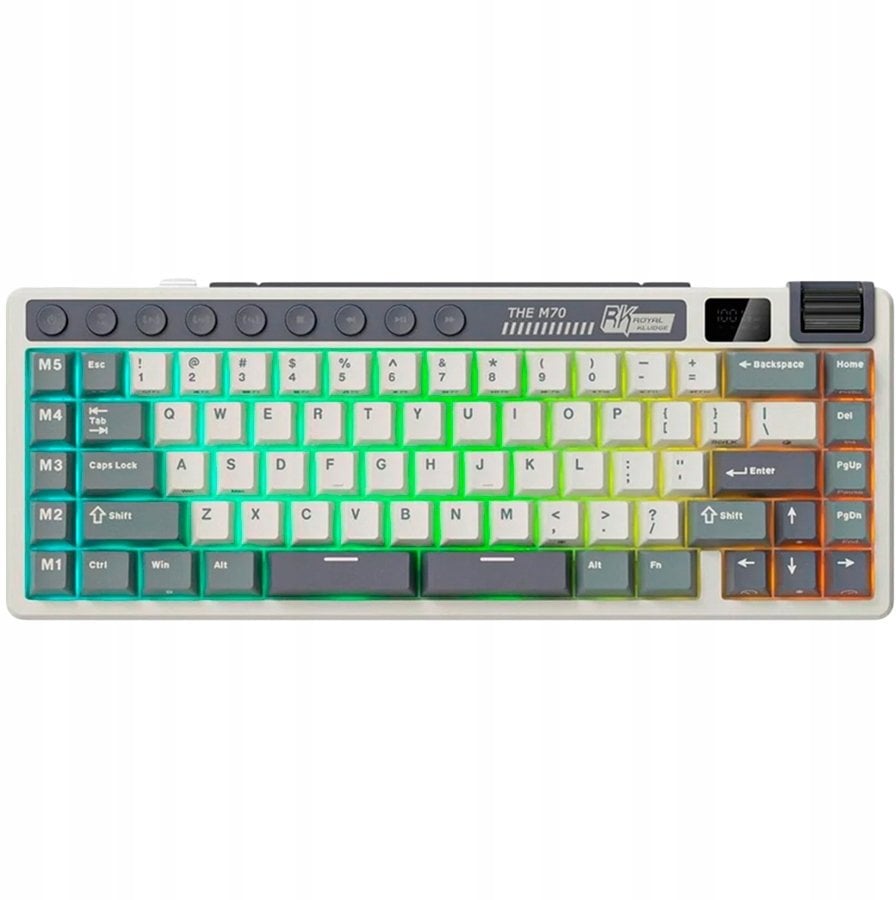 ROYAL KLUDGE RK M70 Cyan Purple Gaming Keyboard Beige switch