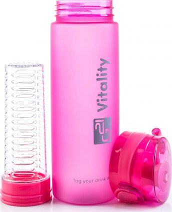 G21 Butelka z sitkiem różowa 600 ml