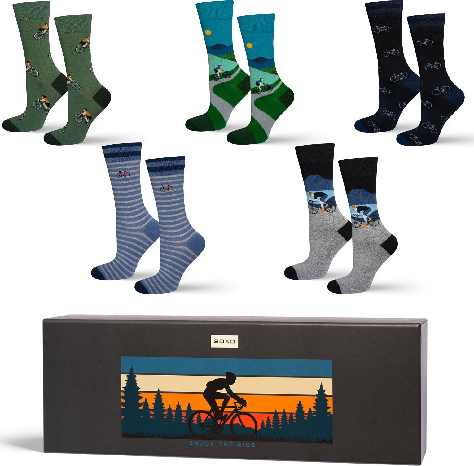 Soxo Zestaw 3x Męskie Skarpetki kolorowe SOXO Rower 4045
