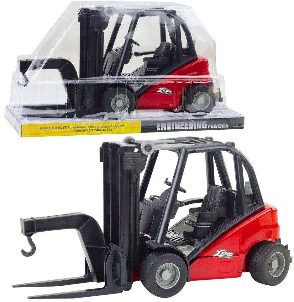 Wózek Widłowy Pojazd Budowlany Ruchome Widły Czerwony