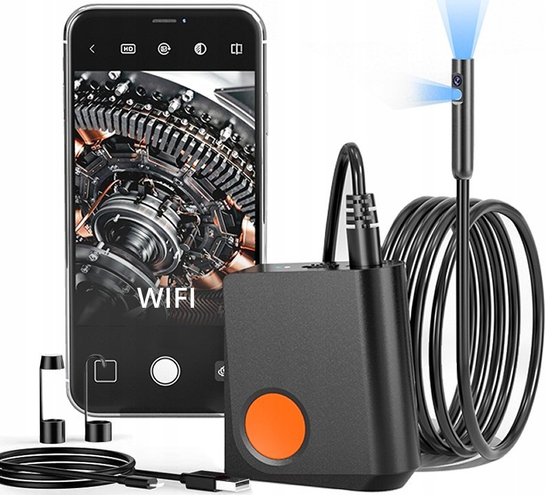 KAMERA ENDOSKOPOWA INSPEKCYJNA 5.5mm Aplikacja telefon WiFi DUO IP67 LED 5m