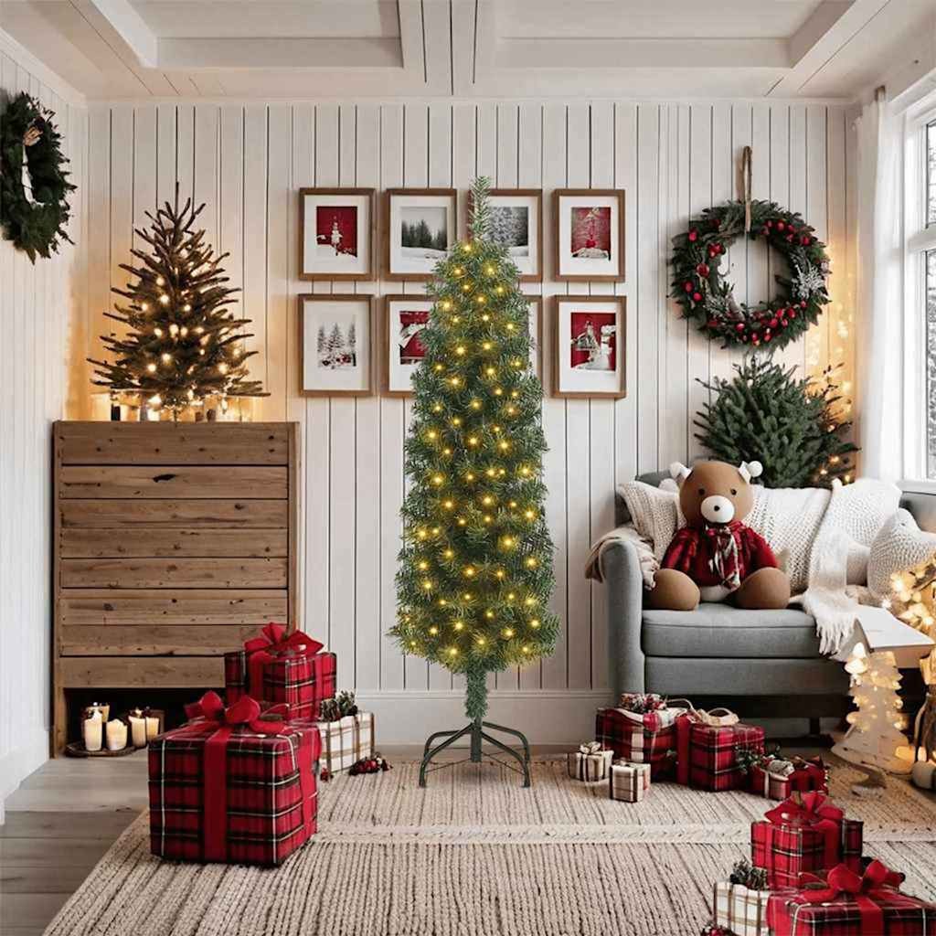 vidaXL Szczupła Choinka Zielony 48 x 48 x 180 cm Plastik i metal