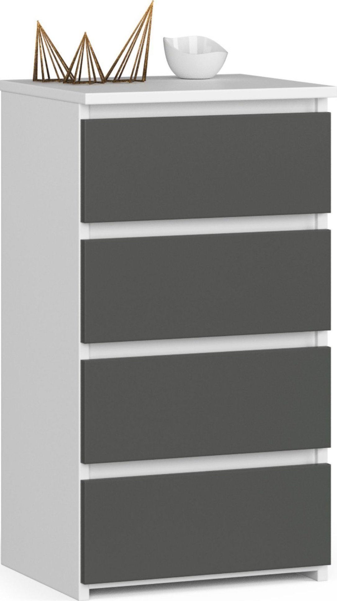 Fabryka Mebli Akord Komoda CL4 40 cm 4 szuflady - biała-grafit szary