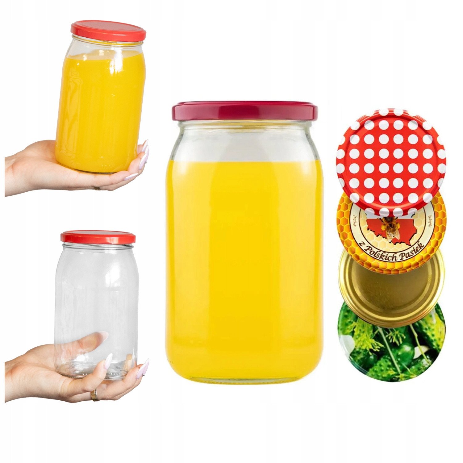 8x Słoik 900ml z zakrętką fi82 na MIÓD DŻEM PRZETWORY słoiki szklane 0,9l