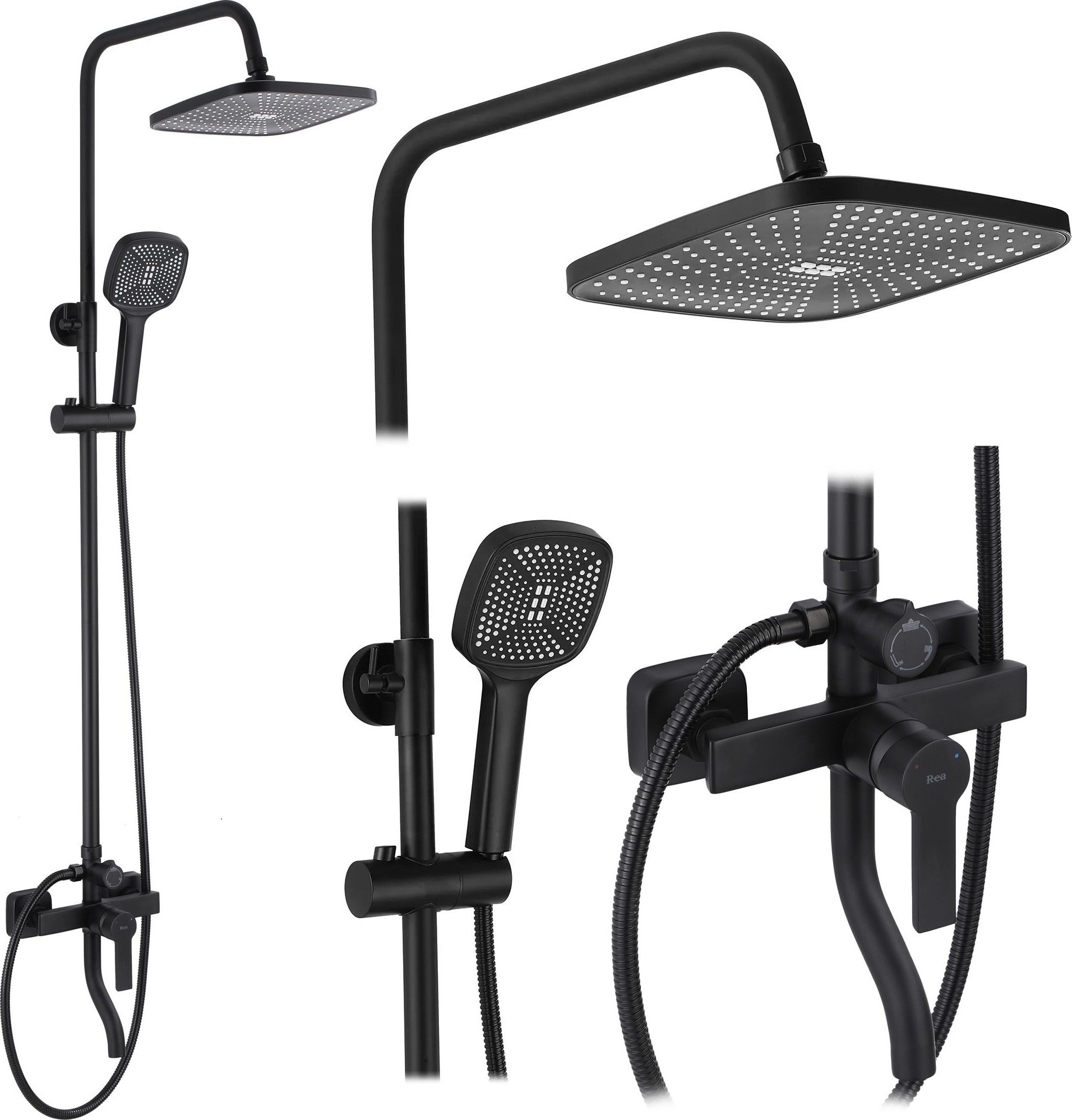 Rea Zestaw Prysznicowy REA ARGUS CZARNY MAT BLACK MATT