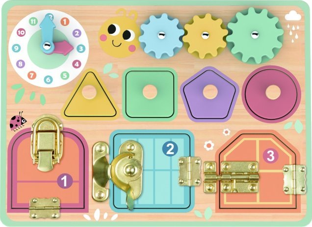 Tooky Toy TOOKY TOY Tablica Manipulacyjna Zamki Zębatki Sorter Zegar