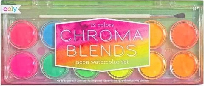 Kolorowe Baloniki Farby akwarelowe neonowe 12 farb + pędzelek