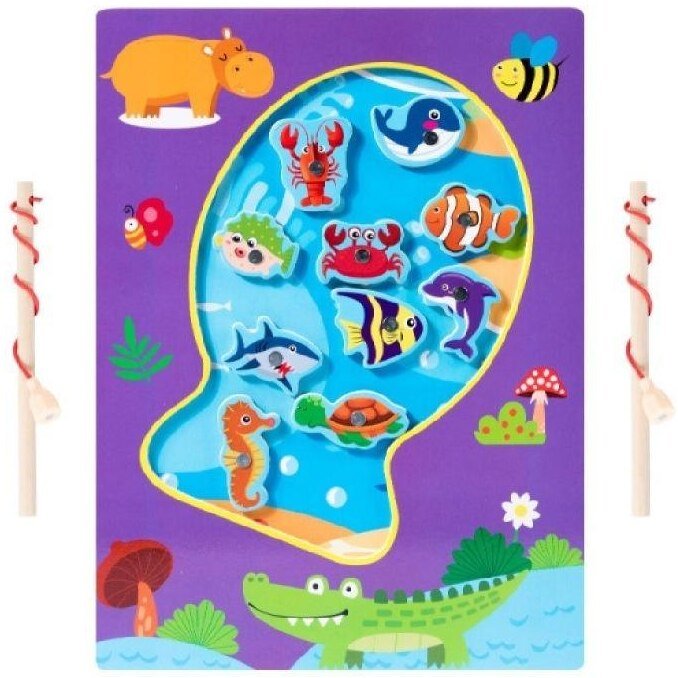 Drewniana gra łowienie rybek na magnes