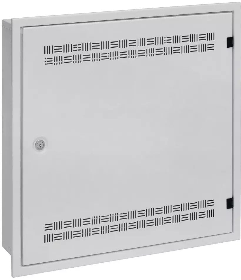 Szafa Solarix rozdzielacz LC-18 do ściany z listwami 2U, 4U i 11U 550x550 szary RAL7035 z ramką do zabudowy LC-18-55-15-W-G