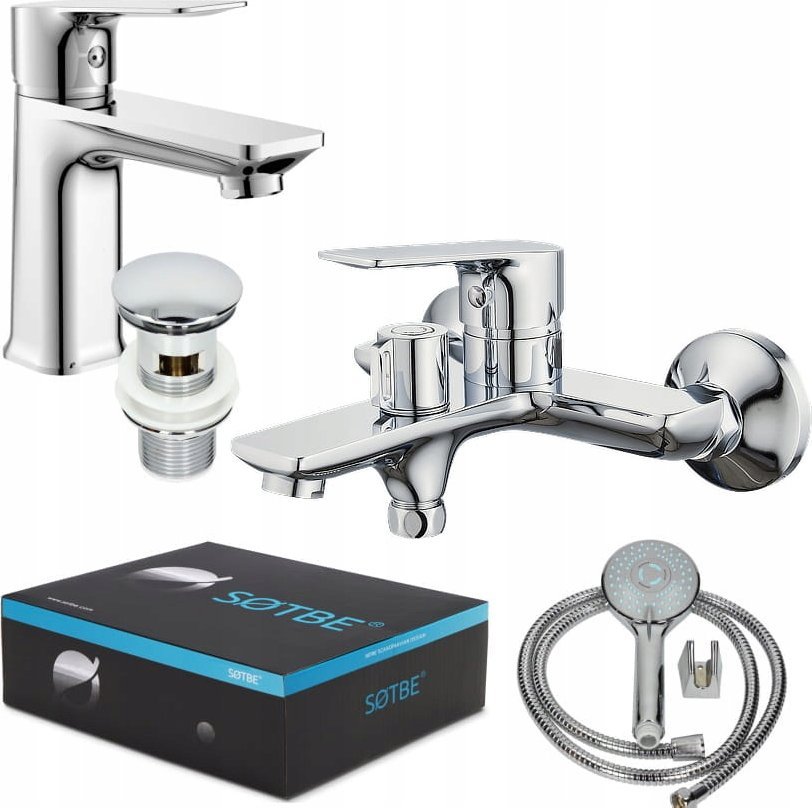 Bateria umywalkowa Sotbe SOTBE NEA bateria wannowa ścienna + bateria umywalkowa stojąca