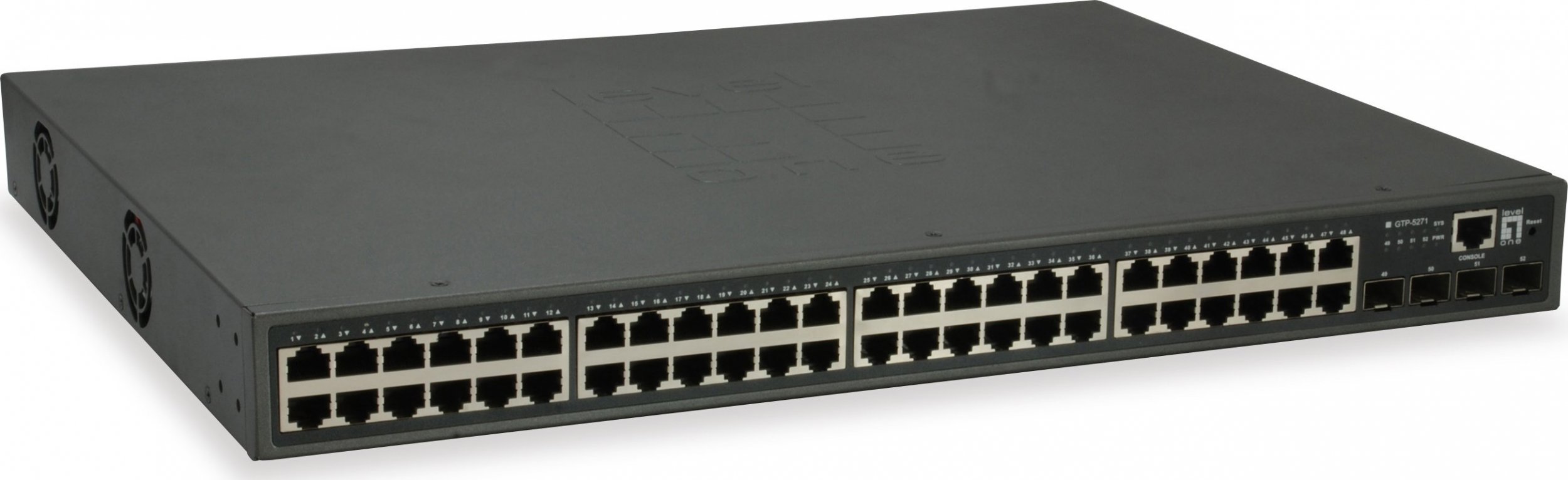 Switch LevelOne LevelOne GTP-5271 łącza sieciowe Zarządzany L3 Gigabit Ethernet (10/100/1000) Obsługa PoE Szary