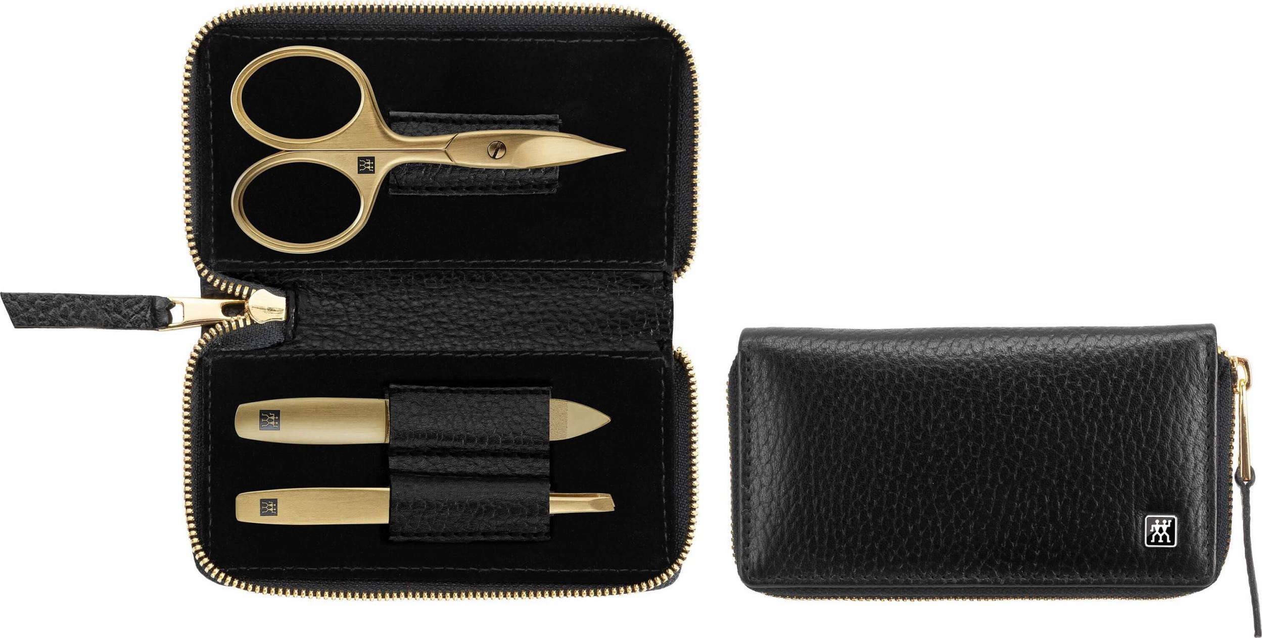 Zwilling Zestaw do manicure Zwilling Twinox Gold Edition czarne, skórzane etui, 3 elementy
