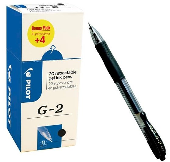 Pilot Gelpen G-2 0,7 mm medium sort opakowanie 20 sztuk