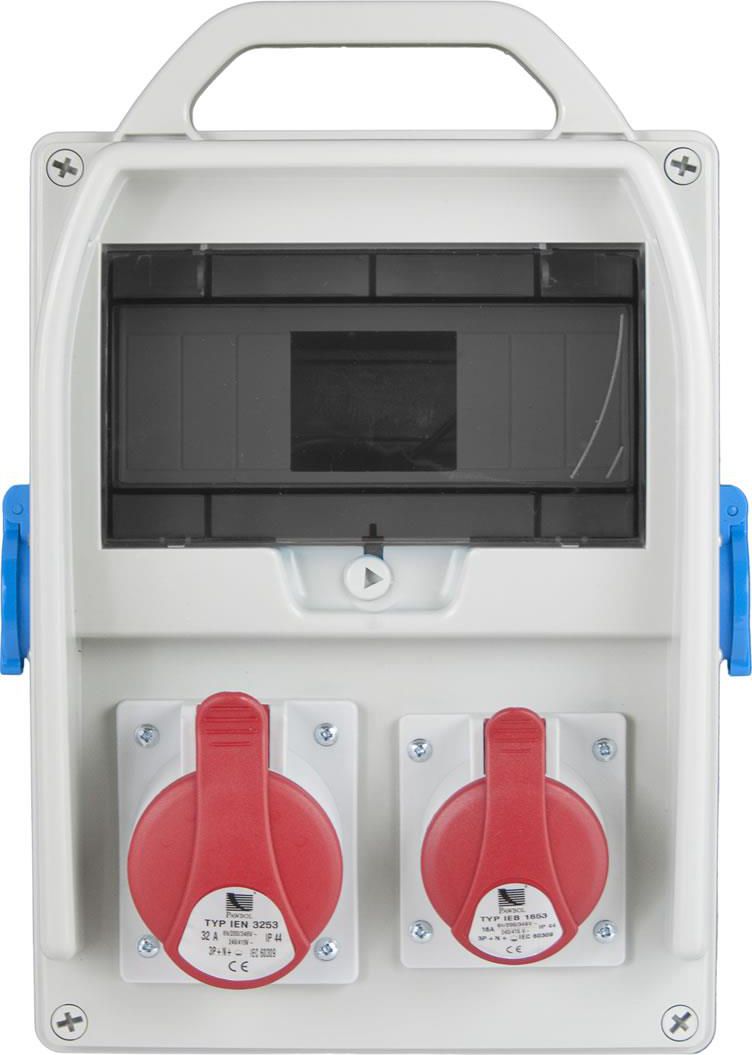 Pawbol Rozdzielnica R-BOX 300 9S 1x32A/5p, 1x16A/5p, 2x250V, puste okno IP44 (B.18.300-7)