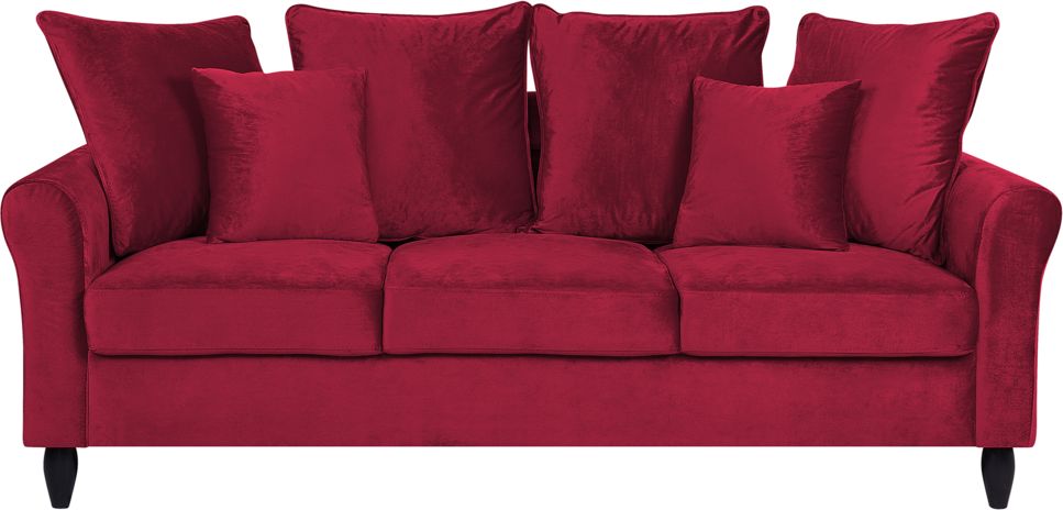 Beliani Sofa 3-osobowa welurowa czerwona BORNHOLM