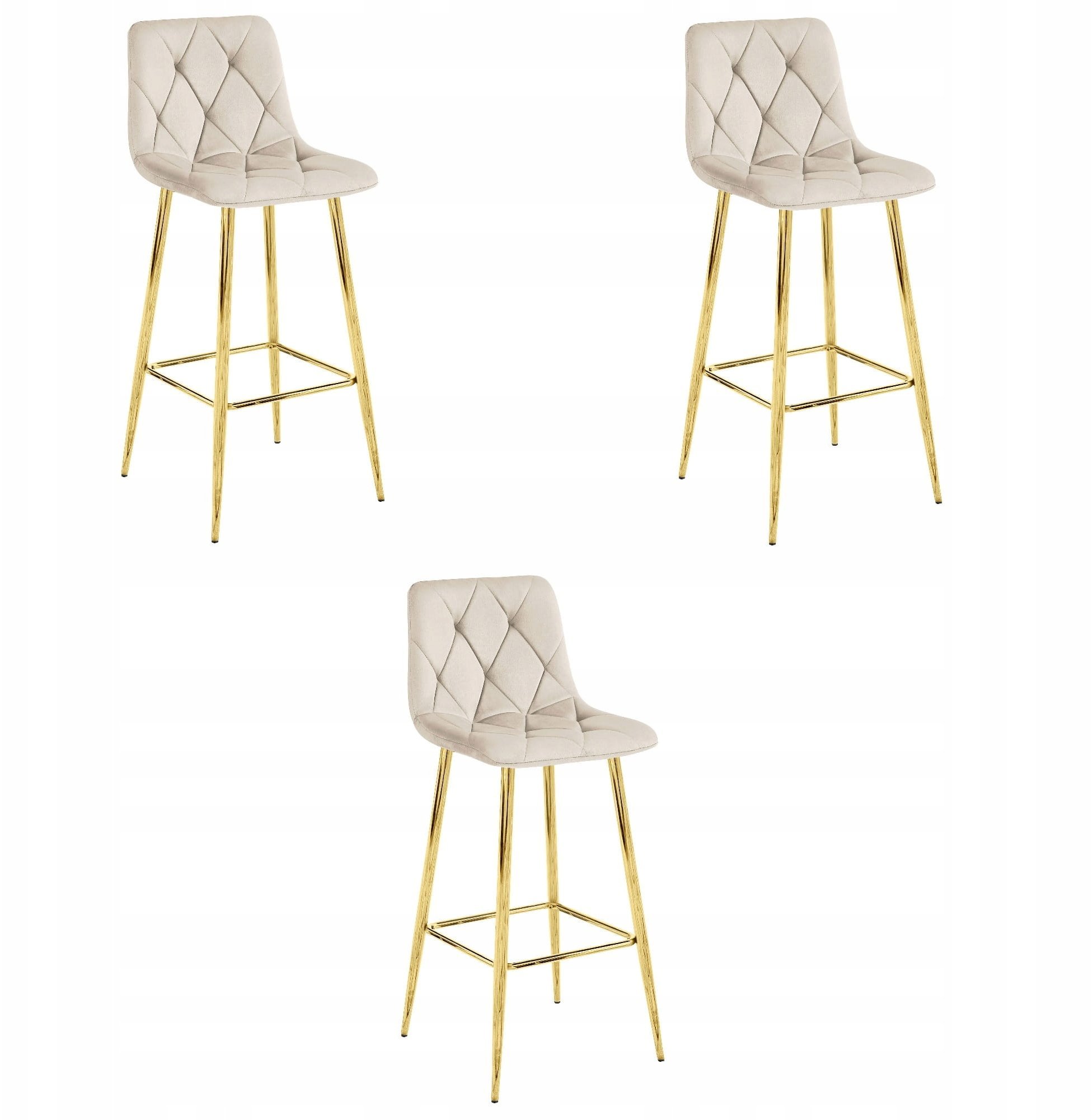 Hoker NADO - aksamit beż / nogi ZŁOTE x 3