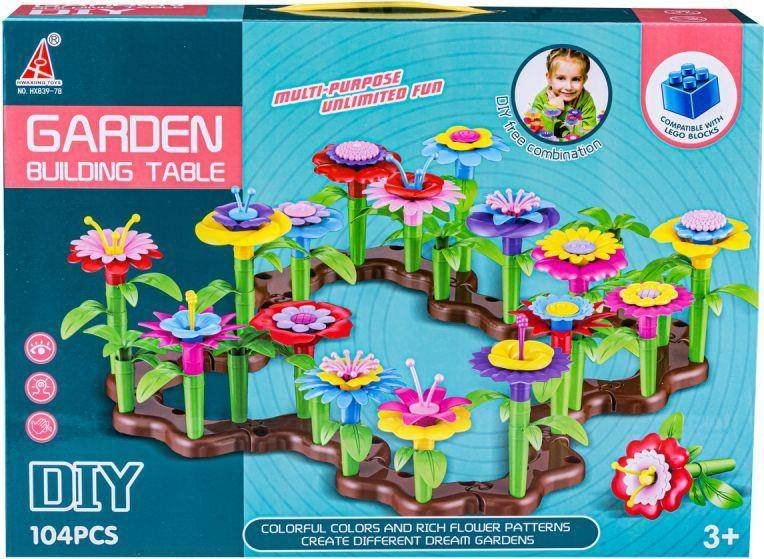 Klocki Konstrukcyjne Ogród Kwiatki, Zestaw Do Zbudowania Kwiatowej Kompozycji 104 EL