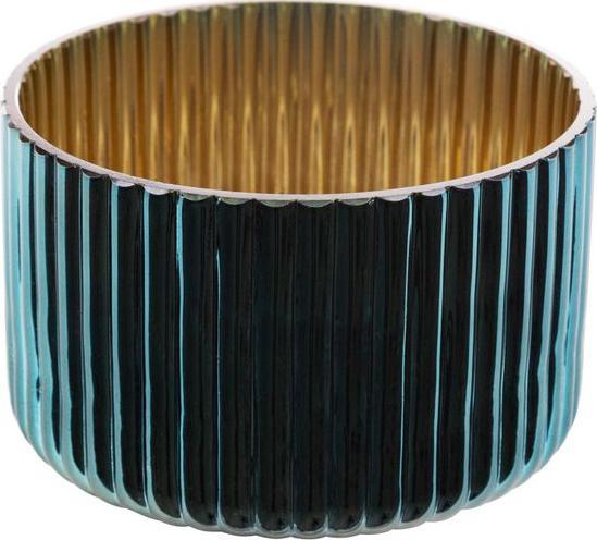 Eurofirany SZKLANY ŚWIECZNIK DEKORACYJNY NELA (01) (FI) 12X8 CM CIEMNOTURKUSOWY