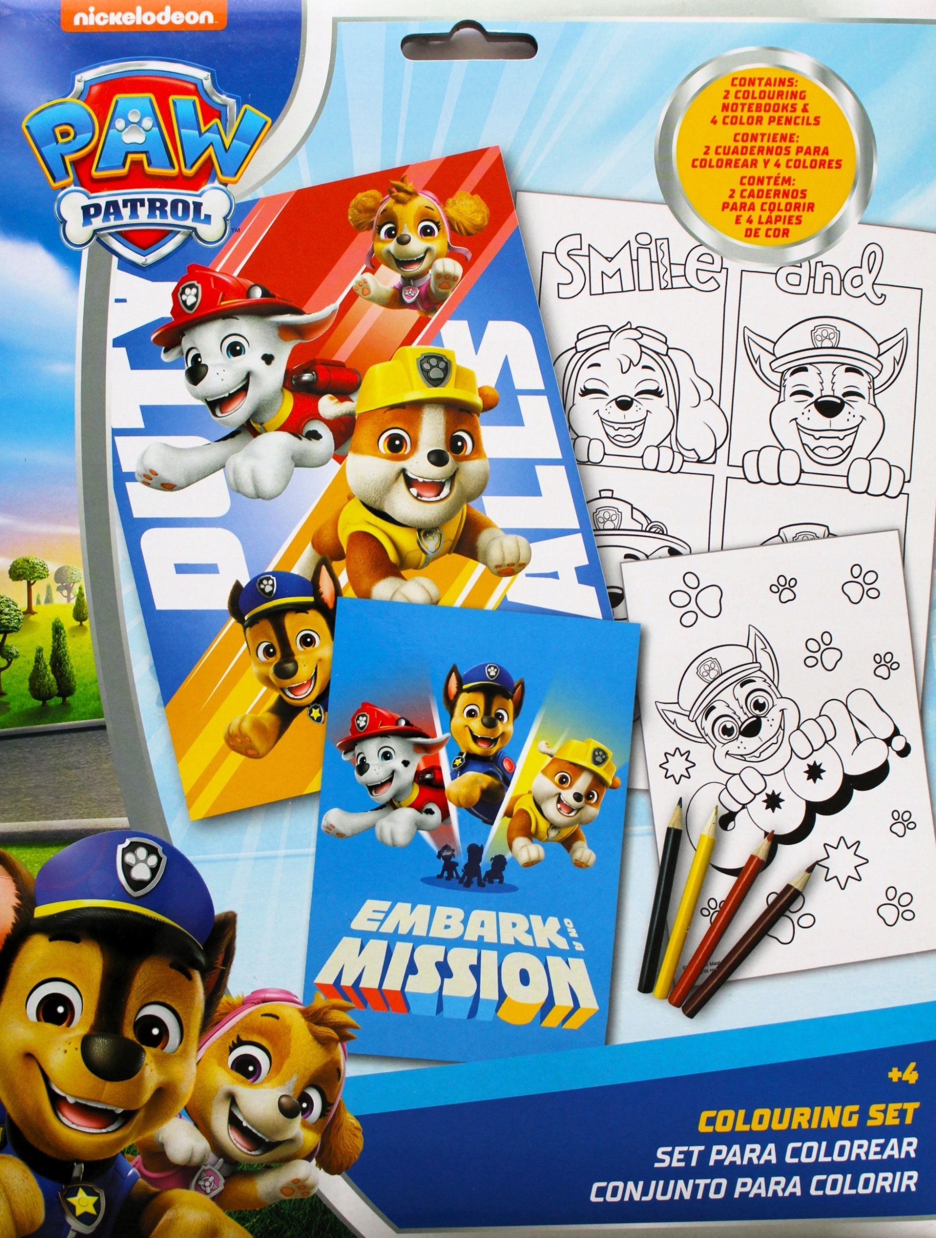 Zestaw do kolorowania z kredkami Psi Patrol
