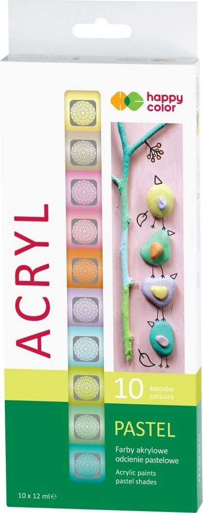 Farba akrylowa zestaw 10 kolorów x 12 ml pastelowe