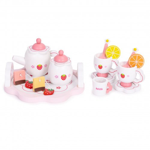 Zestaw do herbaty ECOTOYS drewniany truskawki