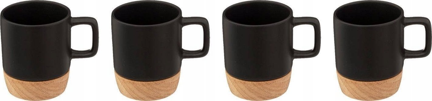 Secret de Gourmet Kubki ceramiczne z bambusową podstawką, 4 sztuki x 120 ml