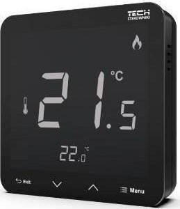 Tech Sterownik R-8-S PLUS pokojowy bezprzewodowy z pomiarem wilgotności czarny