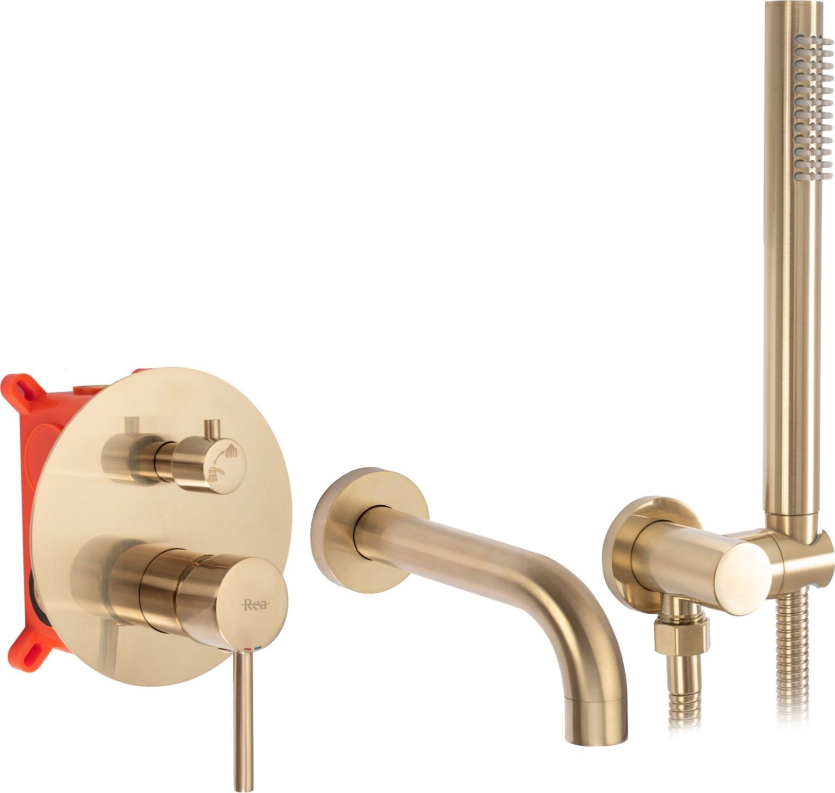 Bateria wannowa Rea Bateria wannowa podtynkowa Rea Lungo Złota Szczotkowana + Box